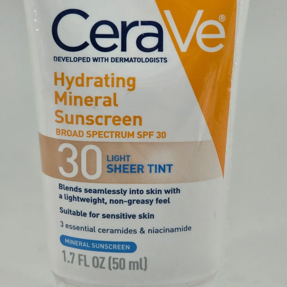 CeraVe Hydrating Mineral Sunscreen SPF 30 Light Sheer Tint 1.7oz 2 PK Exp 12/27